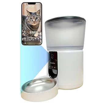 Amazon | ブリシア カメラ付き自動給餌器 猫 犬 餌やり機 4L大
